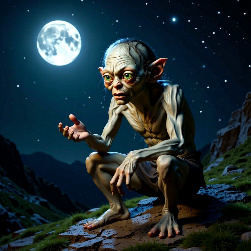 Gollum - Precioussss... it calls to me from the shadows. The cold air here reminds me of the caves, of the da